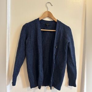 Blue speckled 100% wool cardigan J.crew